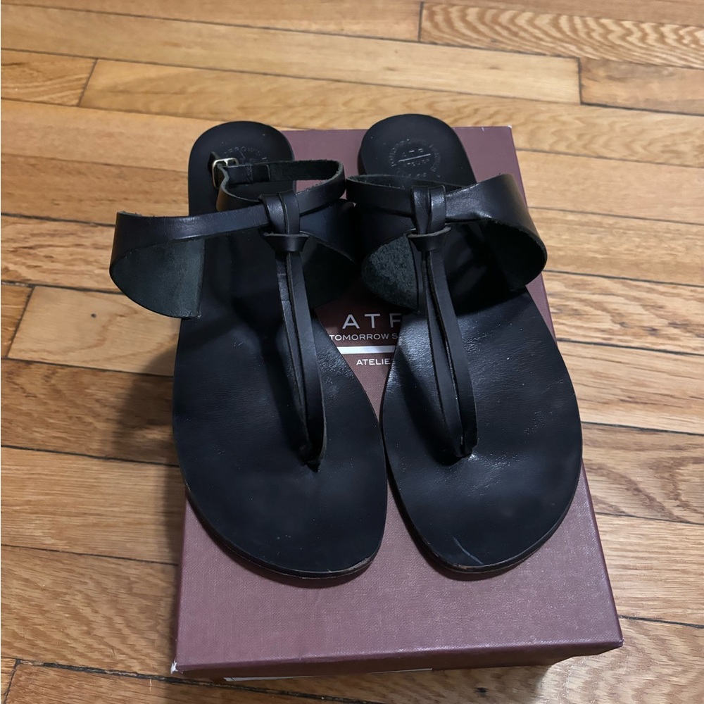 ATP Anela Black Leather Sandals siz 10.5 /41UK